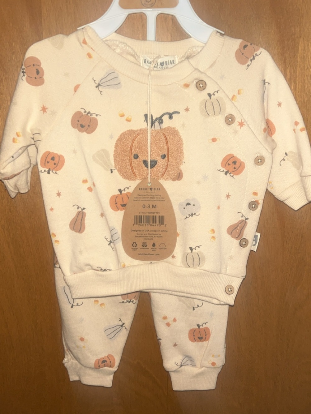 Rabbit & Bear Pumpkin Sweater Set - Cream & Orange